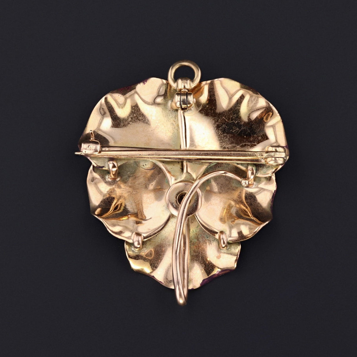 Pansy Pendant or Brooch | 14k Gold &amp; Diamond Pansy Brooch - Trademark Antiques