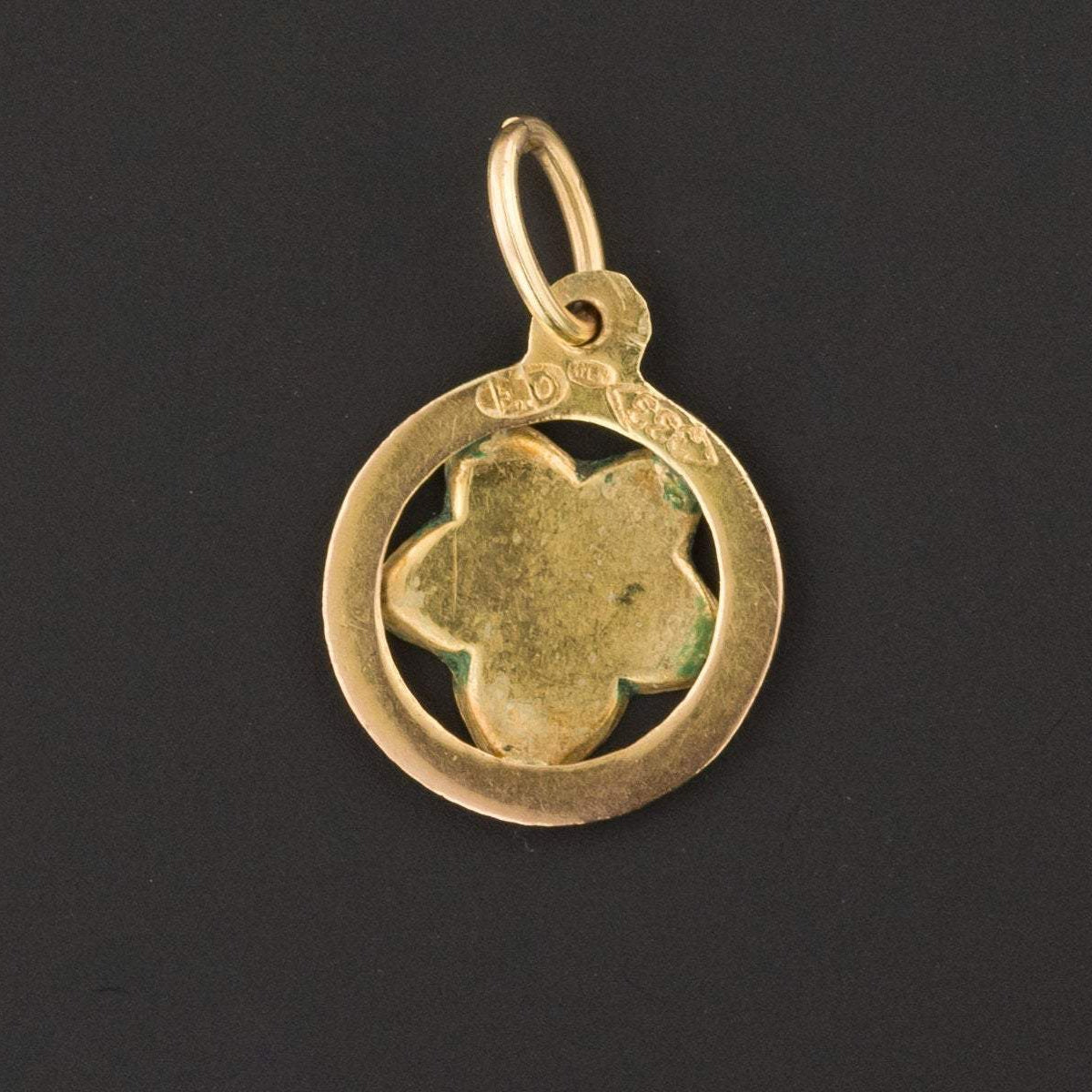 Pansy Pendant or Charm | 9ct Gold &amp; Enamel Charm - Trademark Antiques
