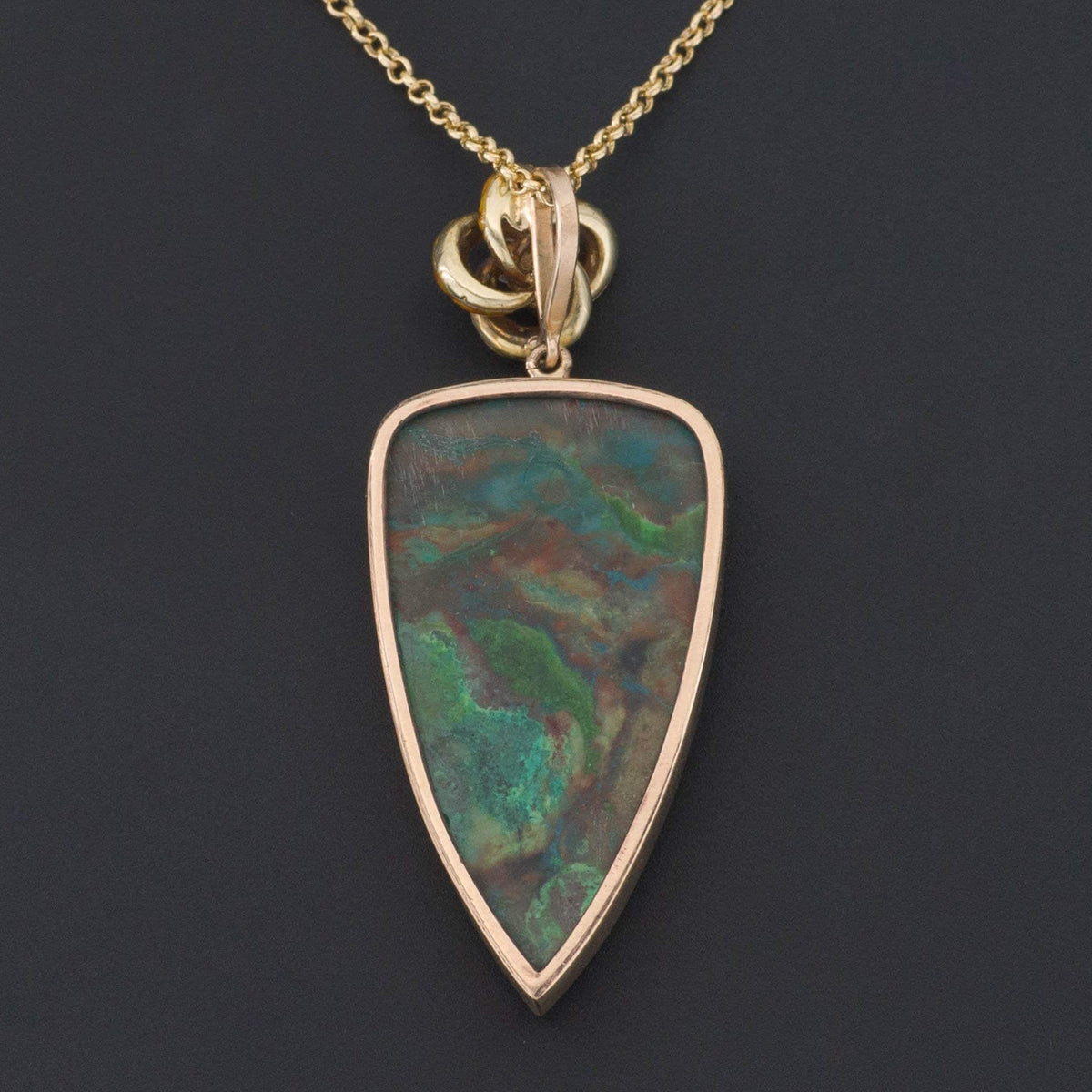 Parrot Wing Chrysocolla Enamel &amp; Diamond Pendant | 14k Gold Pendant on Optional 14k Chain - Trademark Antiques