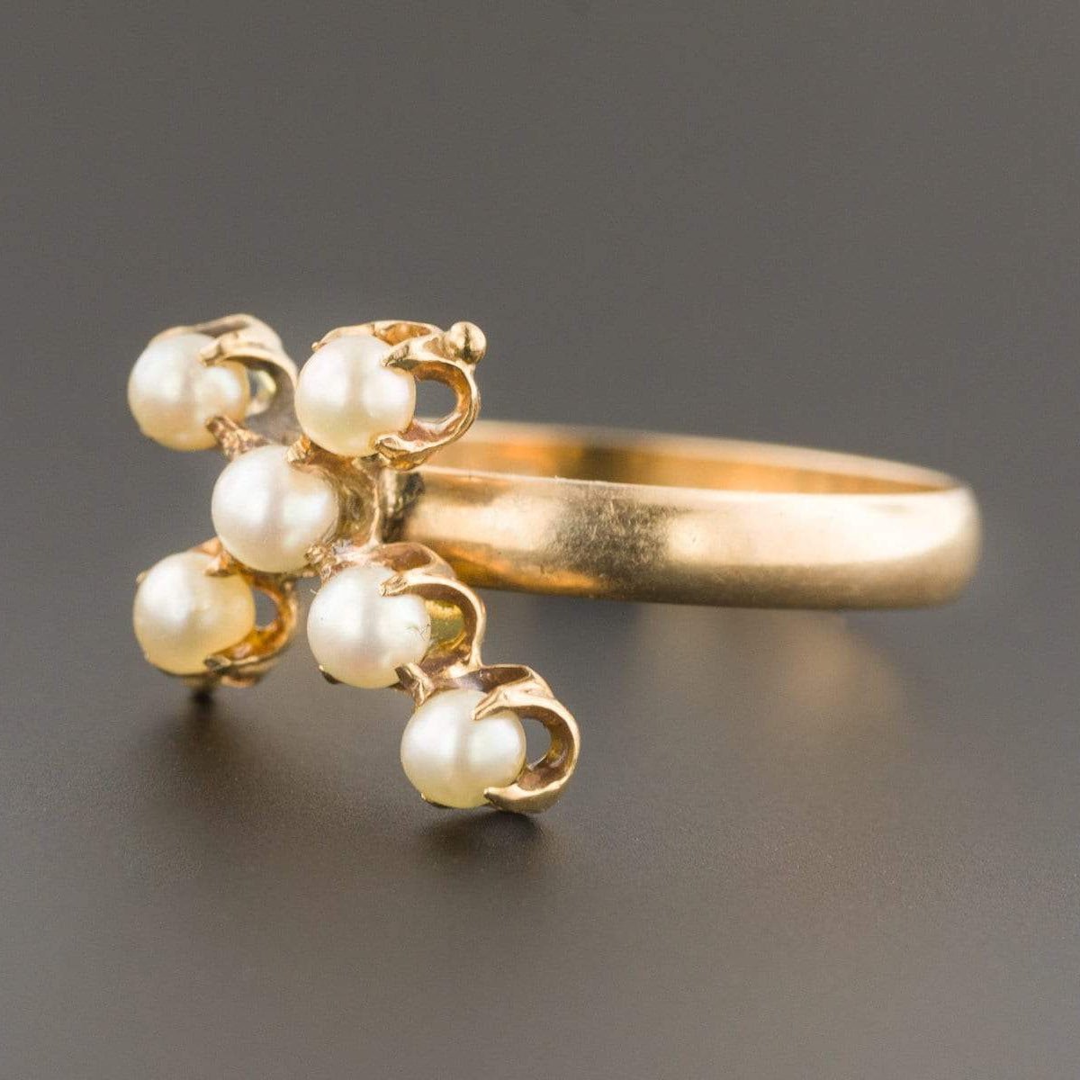 Pearl Cross Ring | Antique Pin Conversion Ring - Trademark Antiques