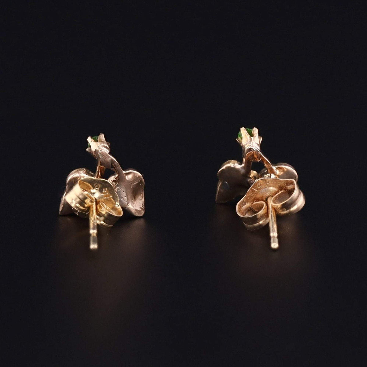 Pearl &amp; Demantoid Garnet Flower Earrings | Antique Pin Conversion Earrings - Trademark Antiques