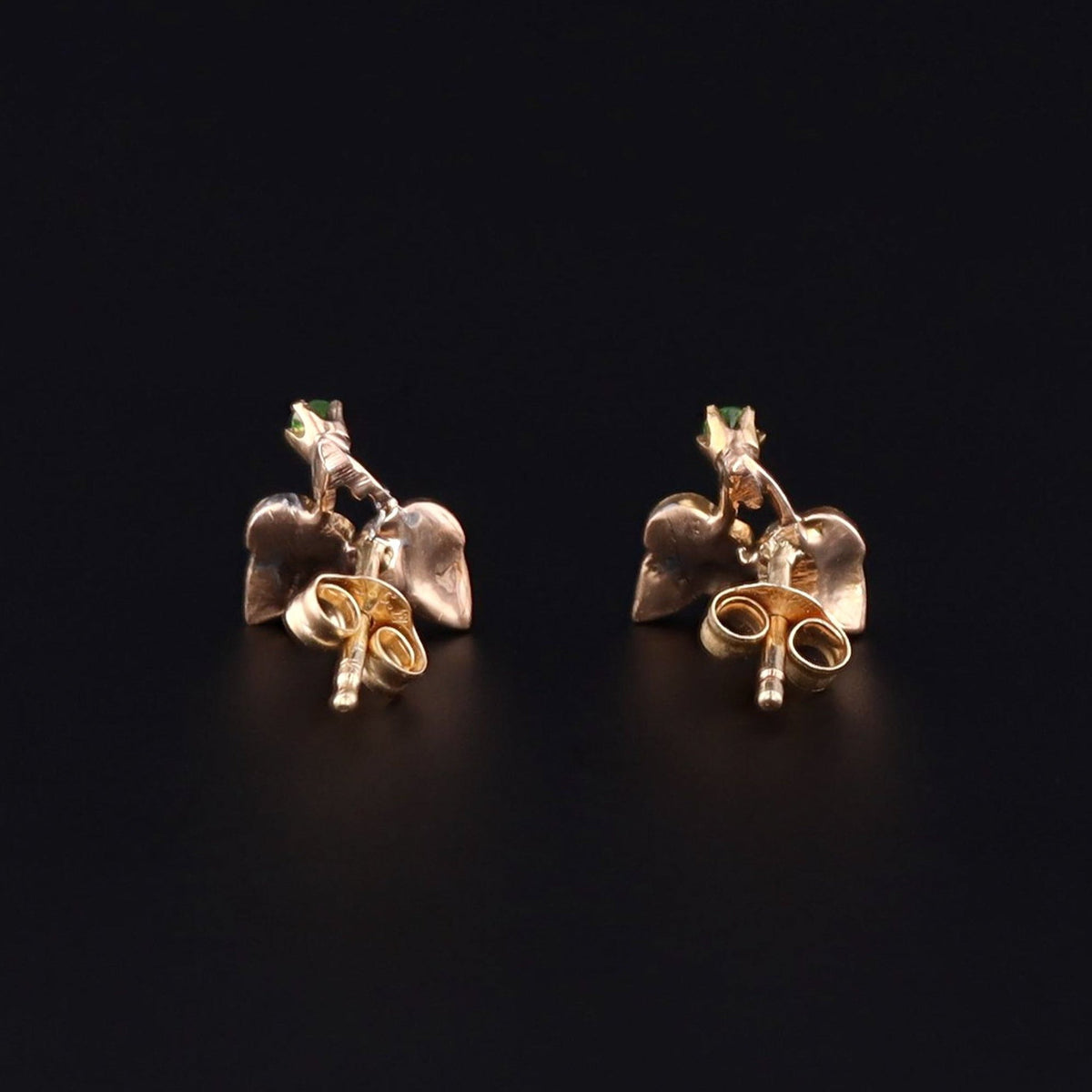 Pearl &amp; Demantoid Garnet Flower Earrings | Antique Pin Conversion Earrings - Trademark Antiques