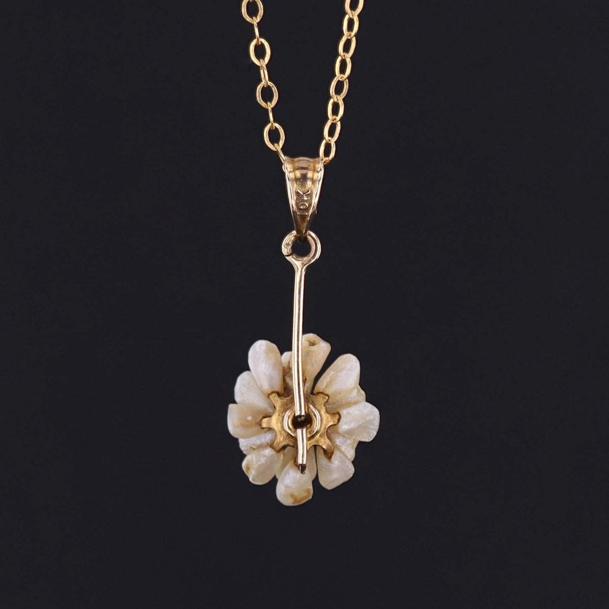 Pearl &amp; Diamond Flower Pendant | Antique Flower Pendant - Trademark Antiques