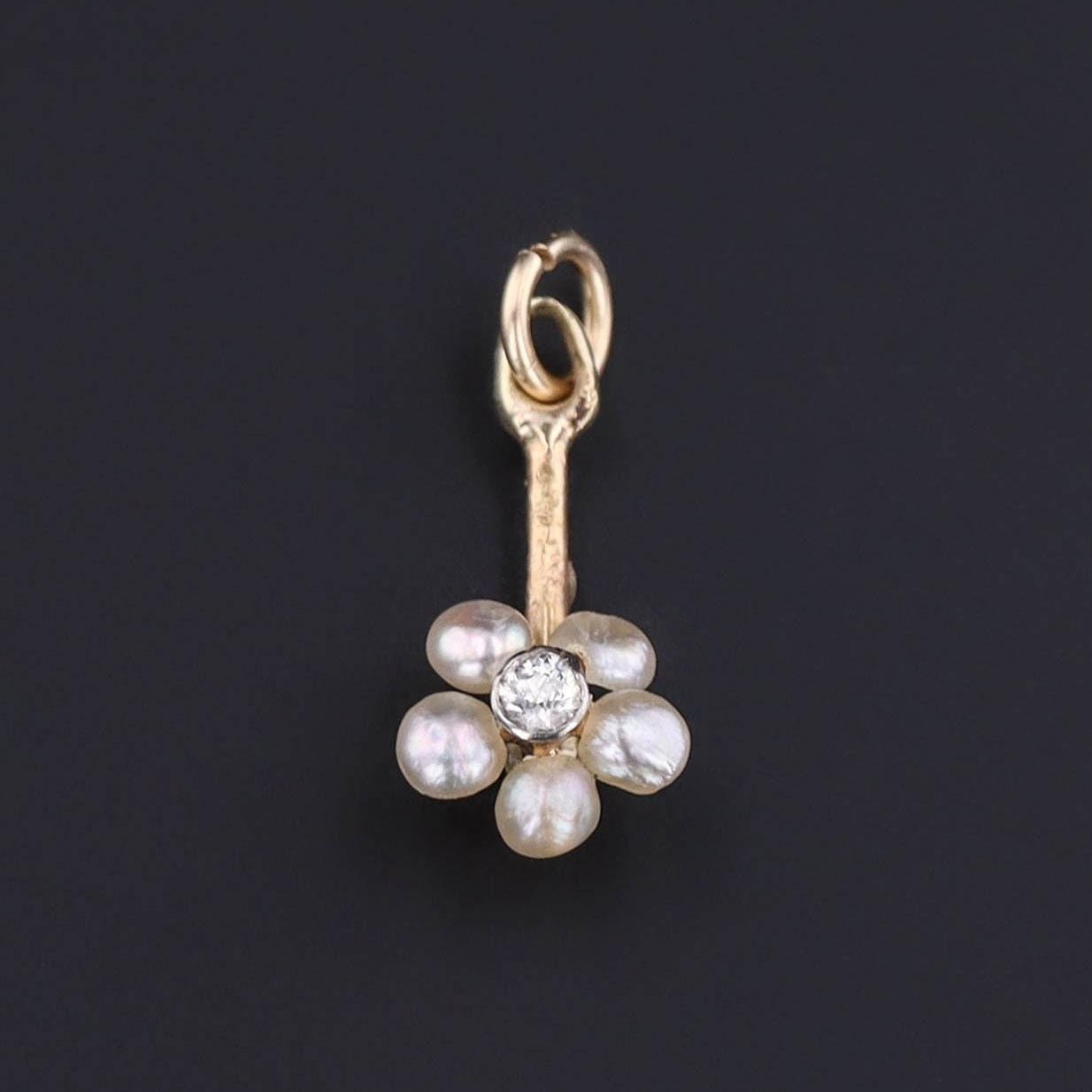 Pearl & Diamond Flower Pendant | Antique Pin Conversion Pendant - Trademark Antiques