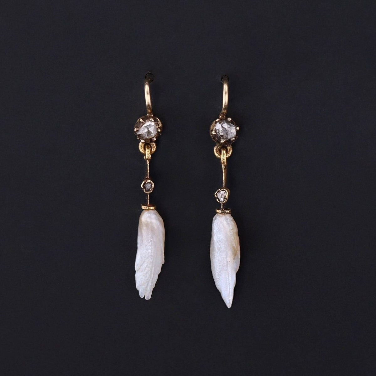 Pearl Earring | Dogtooth Pearl Earrings - Trademark Antiques