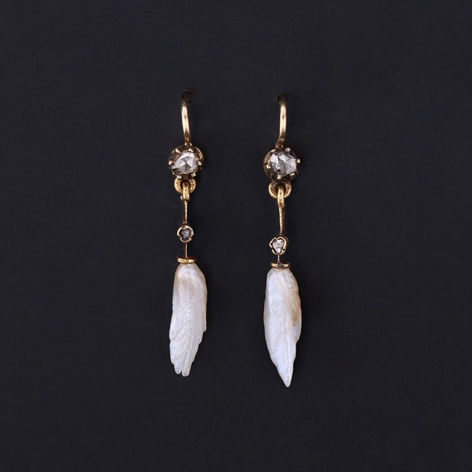 Pearl Earring | Dogtooth Pearl Earrings - Trademark Antiques