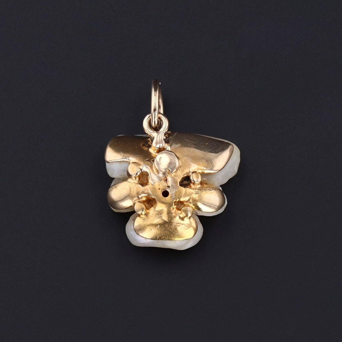 Pearl Flower Pendant | Pearl &amp; Ruby Pansy Pendant - Trademark Antiques