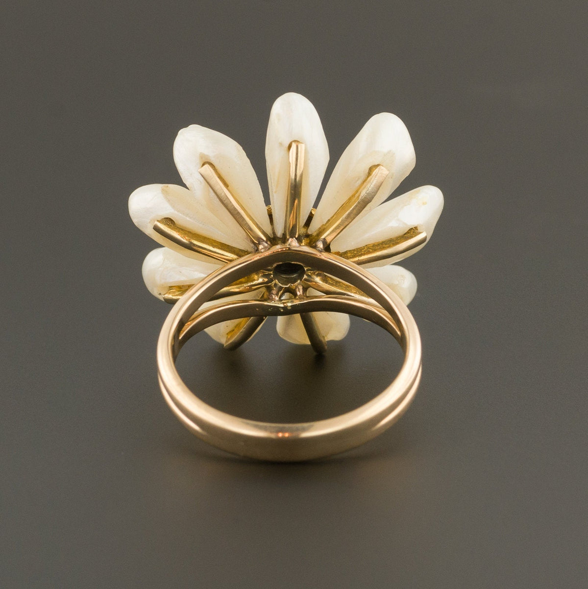Pearl Flower Ring | Pearl &amp; Diamond Flower Ring - Trademark Antiques