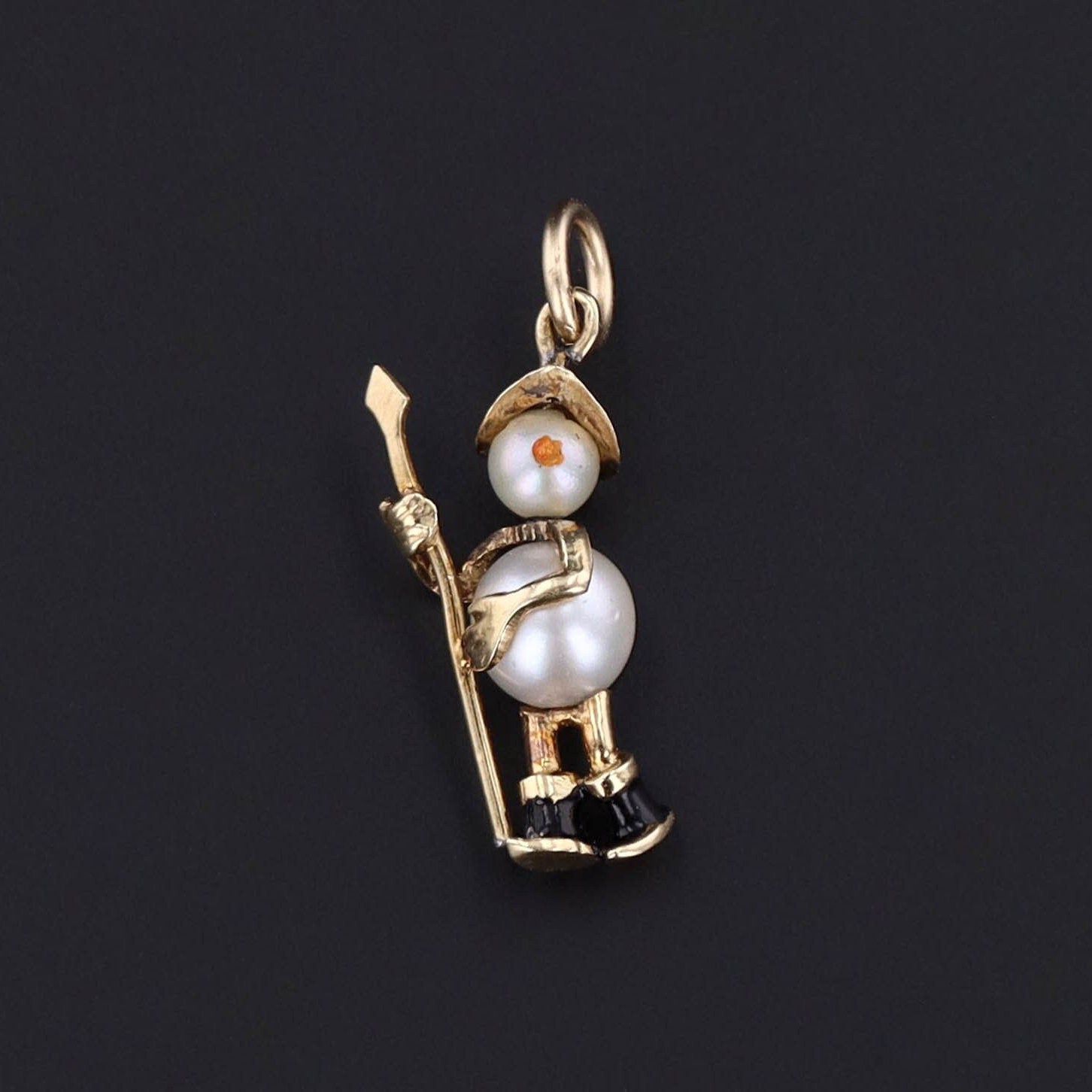 Pearl Snowman Charm | Vintage Charm - Trademark Antiques