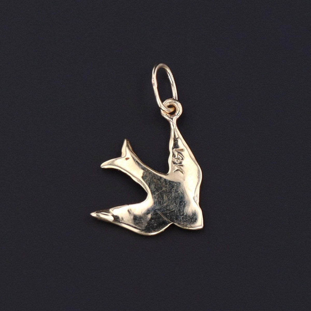 Pearl Swallow Pendant | 14k Gold Swallow Pendant - Trademark Antiques