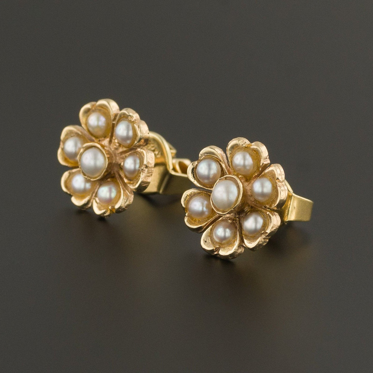 Pearl &amp; Turquoise Branch Earrings | Antique Pin Conversion Earrings - Trademark Antiques