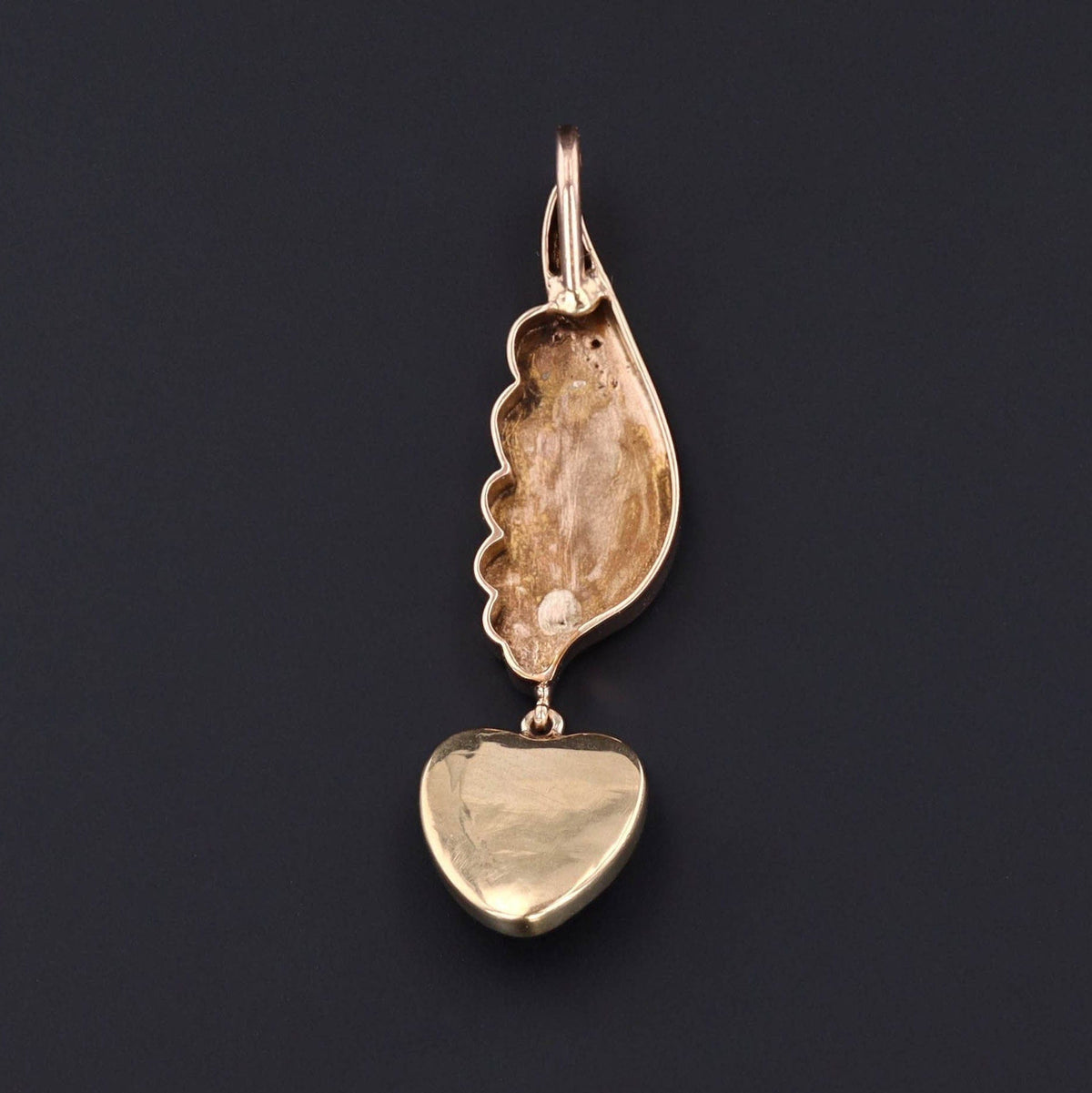 Pearl Wing with Garnet Heart | Antique Pin Conversion Pendant - Trademark Antiques