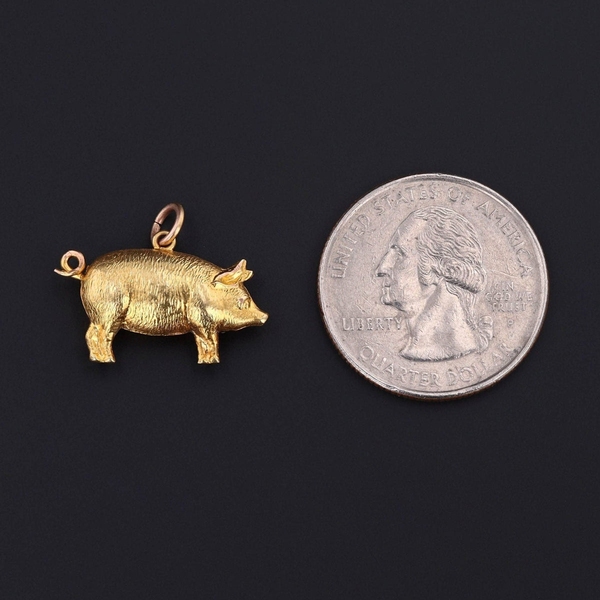 Pig Charm | 9ct Gold Charm - Trademark Antiques
