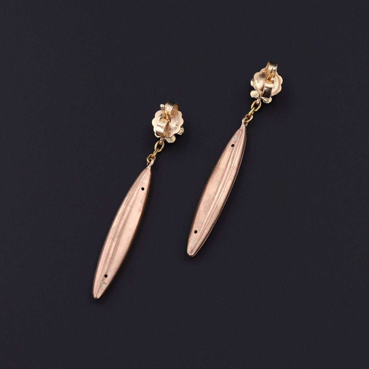 Pin Flower Earrings | 14k Gold, Enamel &amp; Pearl Earrings - Trademark Antiques
