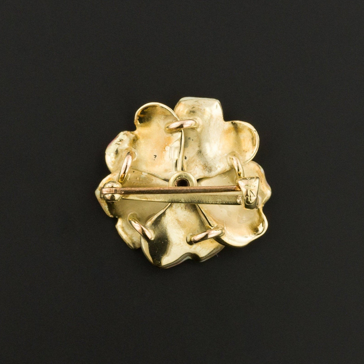 Pink Enamel Flower Brooch | Antique Brooch - Trademark Antiques
