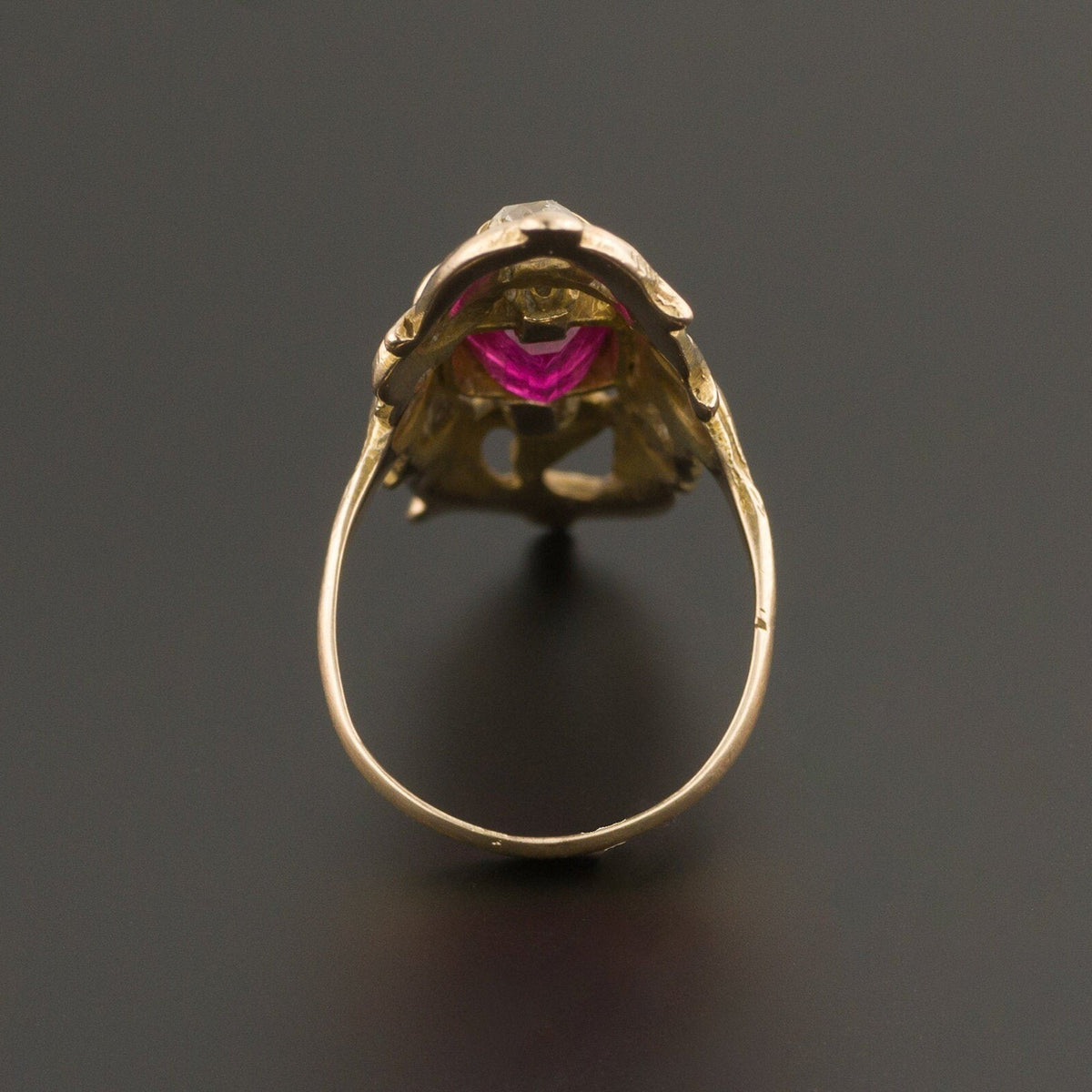 Pink Tourmaline &amp; Diamond Ring | 10k Gold Ring - Trademark Antiques