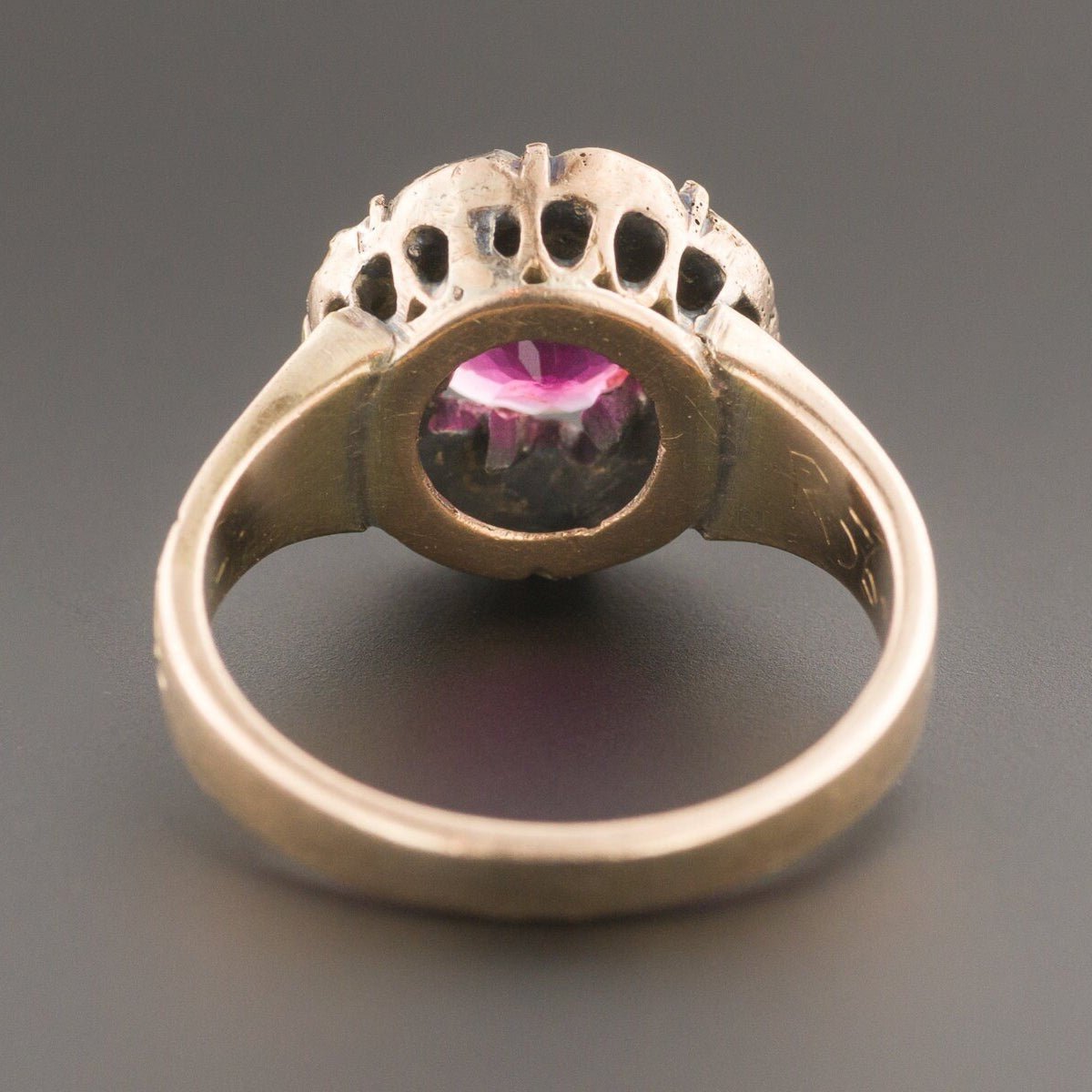 Pink Tourmaline &amp; Diamond Ring | Antique Tourmaline Ring - Trademark Antiques