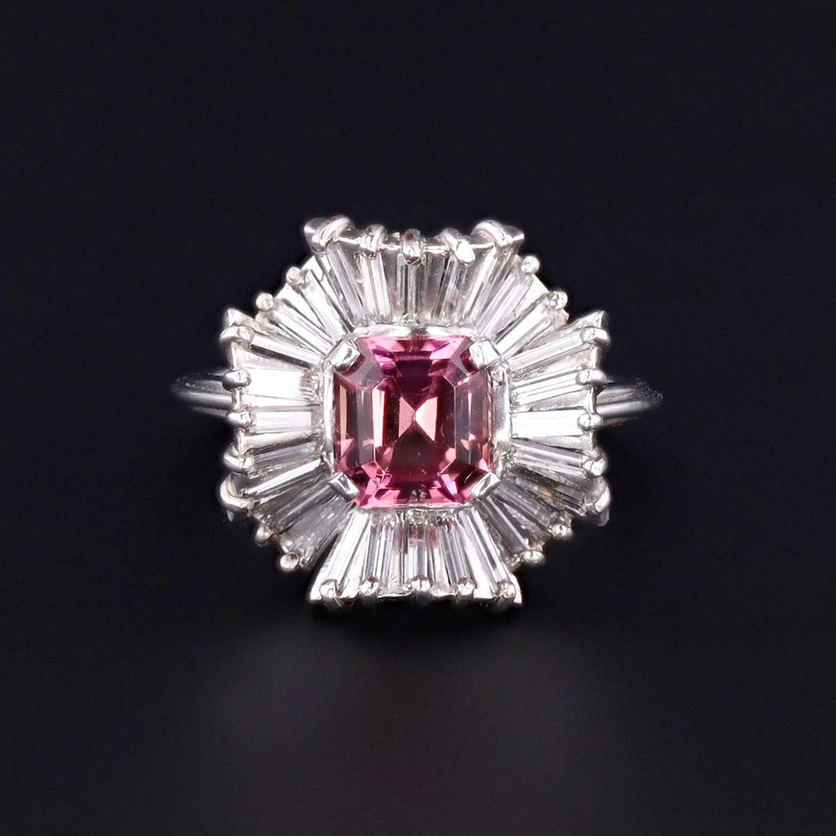 Pink Tourmaline &amp; Diamond Ring | Tourmaline Ring - Trademark Antiques