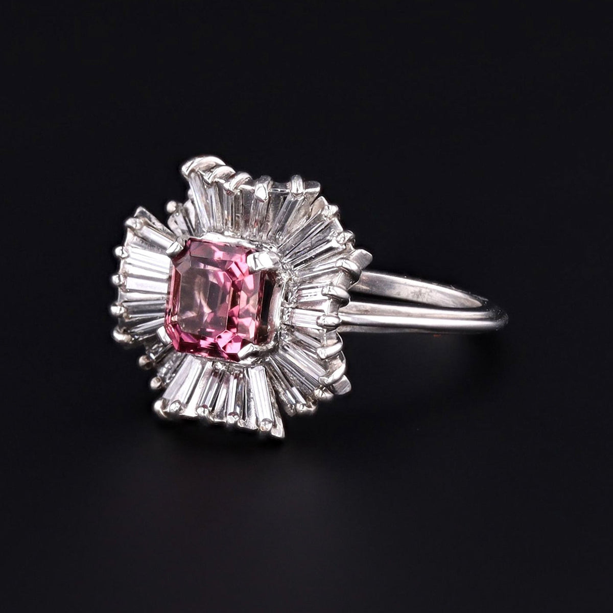 Pink Tourmaline &amp; Diamond Ring | Tourmaline Ring - Trademark Antiques