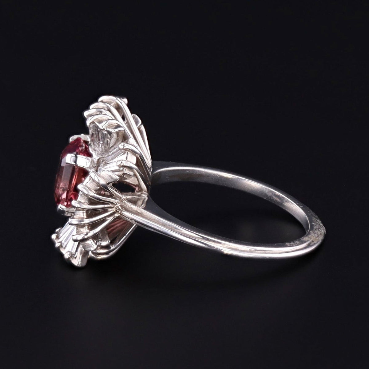 Pink Tourmaline &amp; Diamond Ring | Tourmaline Ring - Trademark Antiques