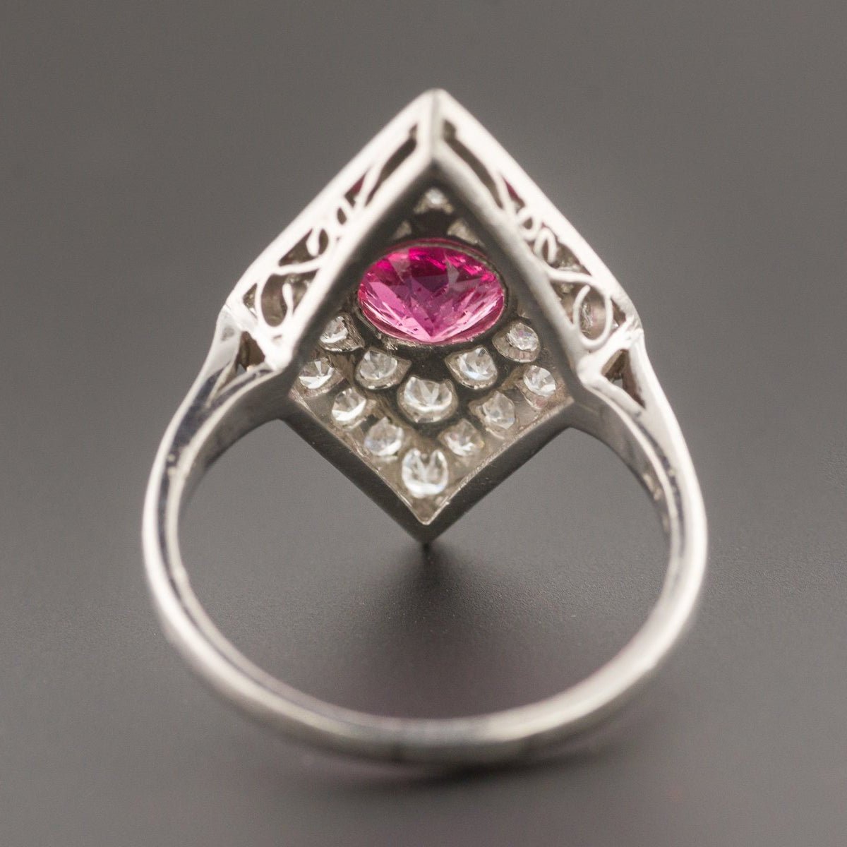 Pink Tourmaline &amp; Diamond Ring | Vintage Ring - Trademark Antiques