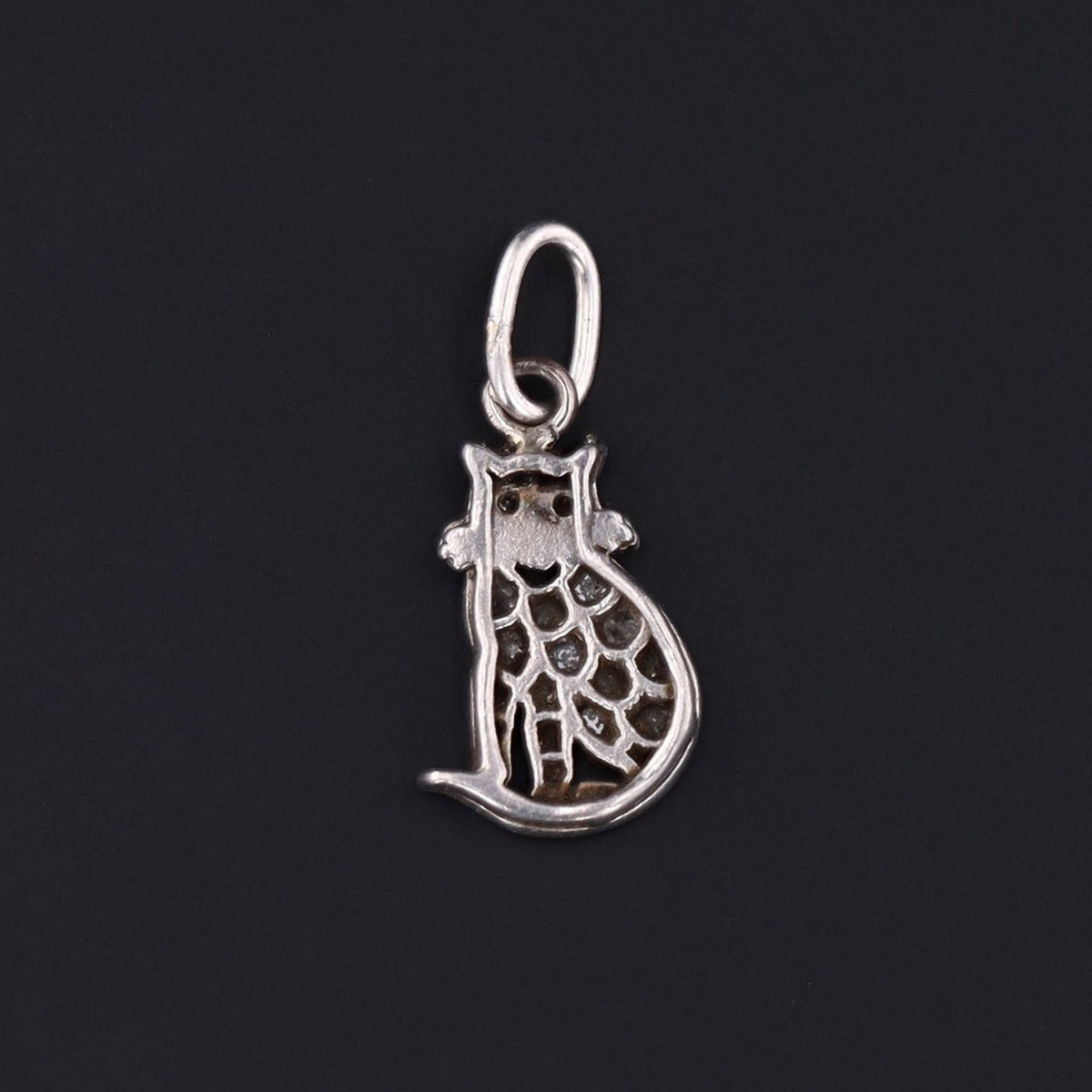 Platinum and Diamond Cat Charm | Vintage Charm - Trademark Antiques