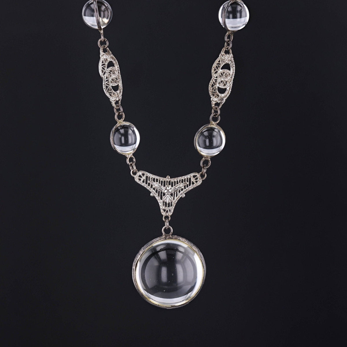 Pools of Light Necklace | Sterling Silver &amp; Rock Crystal Necklace - Trademark Antiques