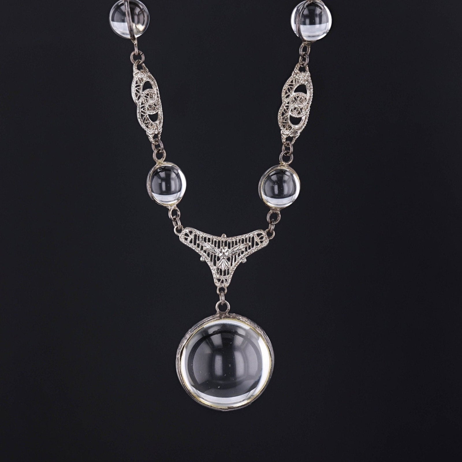 Pools of Light Necklace | Sterling Silver & Rock Crystal Necklace - Trademark Antiques