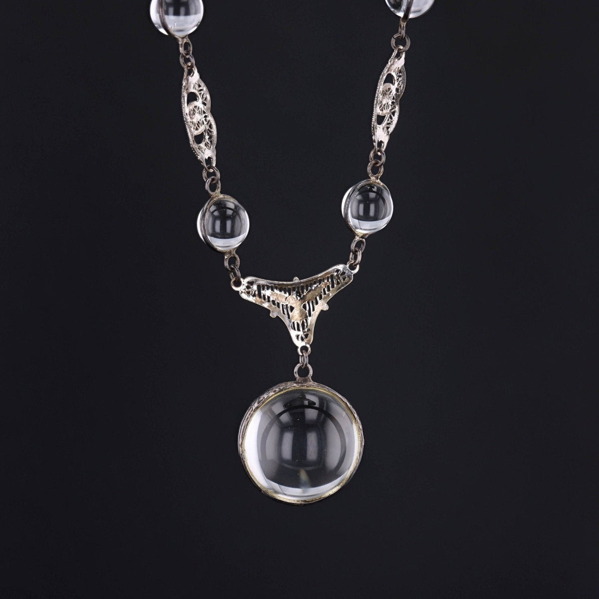 Pools of Light Necklace | Sterling Silver &amp; Rock Crystal Necklace - Trademark Antiques
