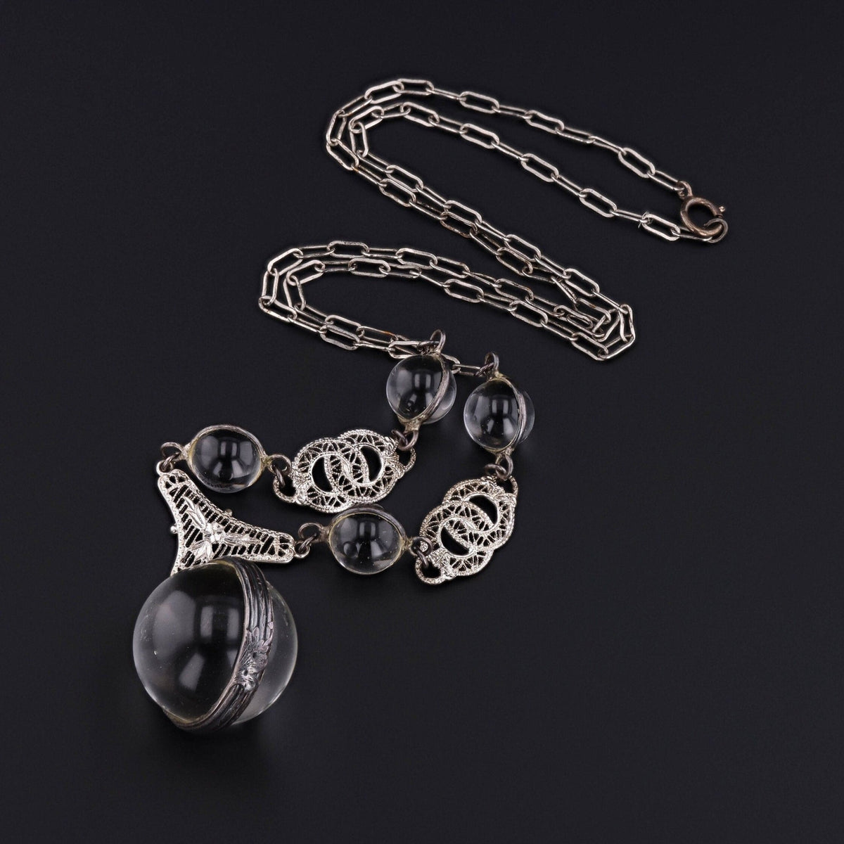 Pools of Light Necklace | Sterling Silver &amp; Rock Crystal Necklace - Trademark Antiques