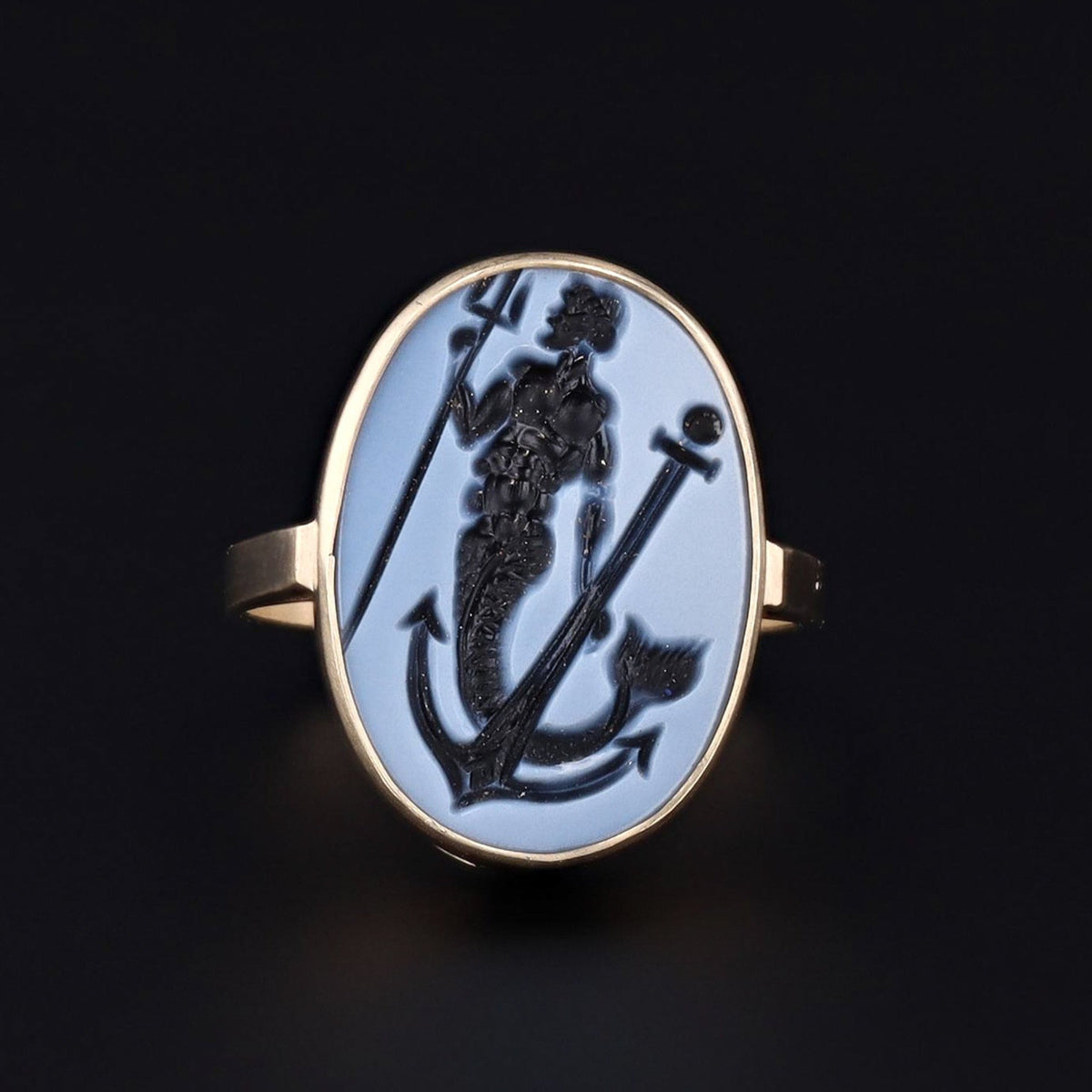 Poseidon or Neptune Ring | Intaglio Ring - Trademark Antiques