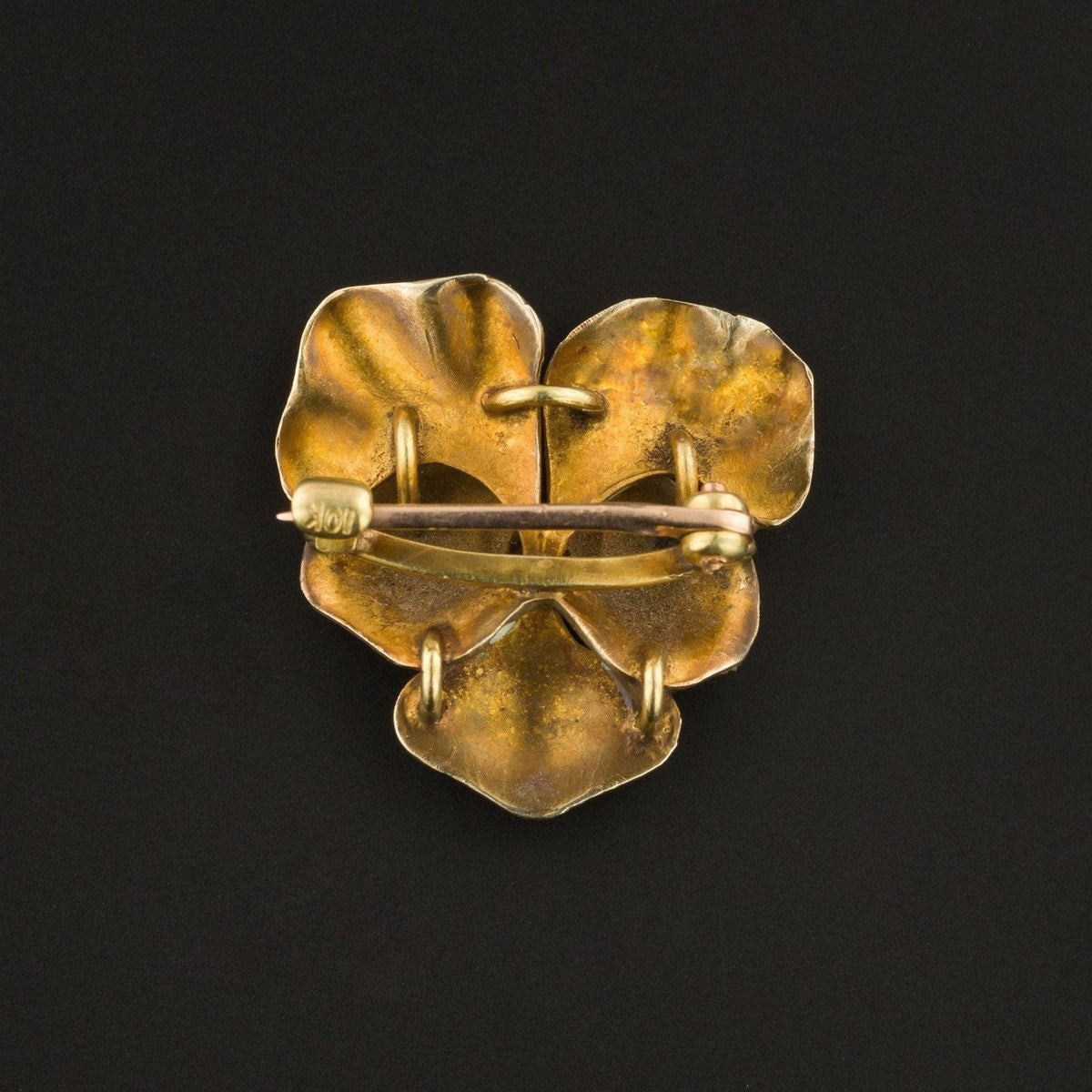 Purple Pansy Brooch | Antique Enamel Flower Pin - Trademark Antiques