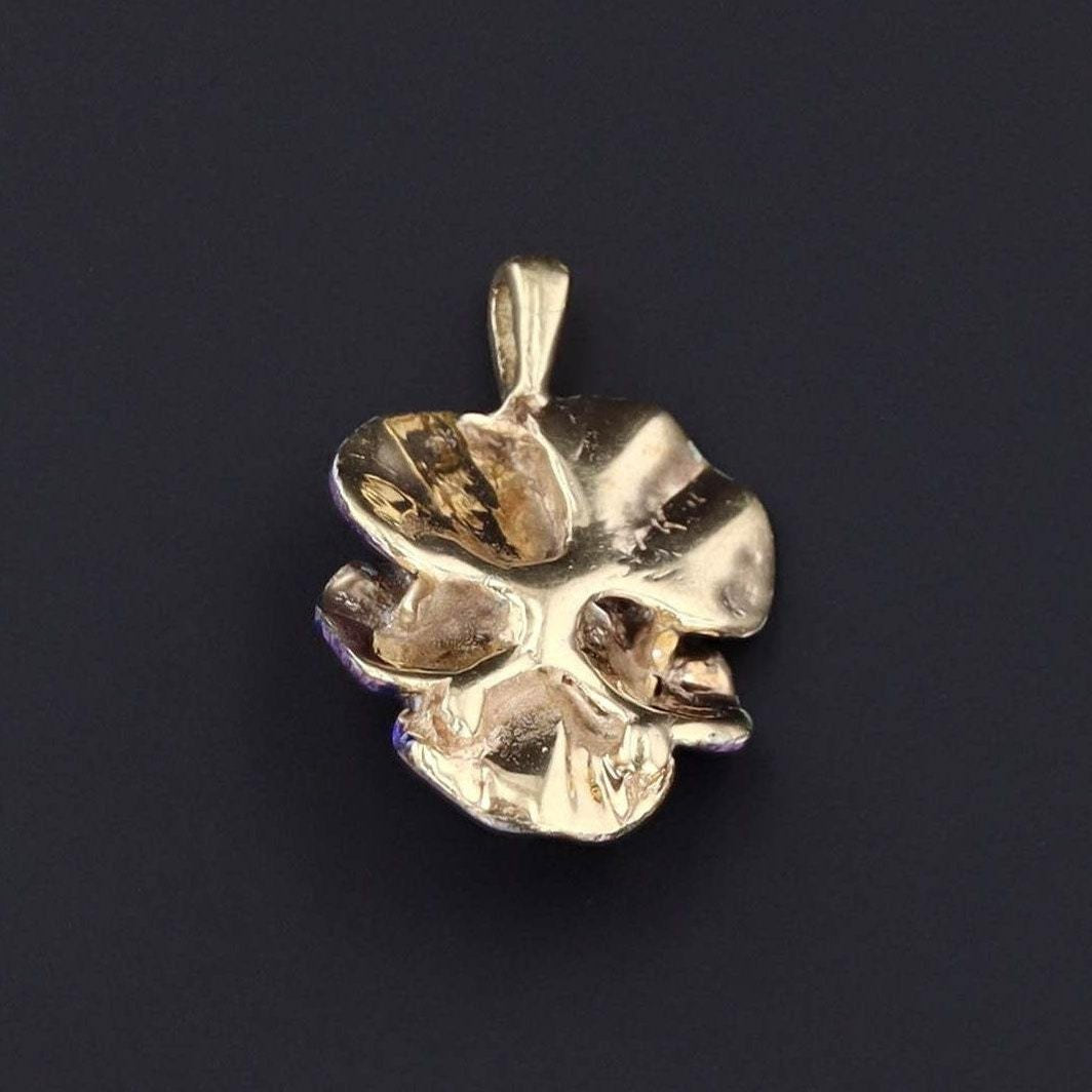 Purple Pansy Charm | Vintage Enamel Pansy Charm - Trademark Antiques