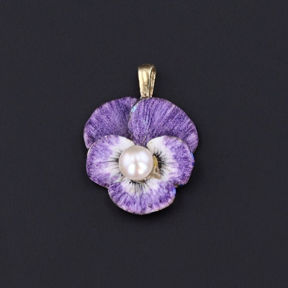 Purple Pansy Charm | Vintage Enamel Pansy Charm - Trademark Antiques