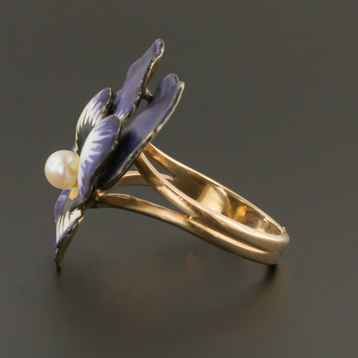 Purple Pansy Ring | 14k Gold Ring - Trademark Antiques