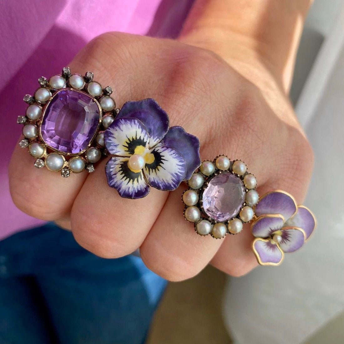 Purple Pansy Ring | 14k Gold Ring - Trademark Antiques