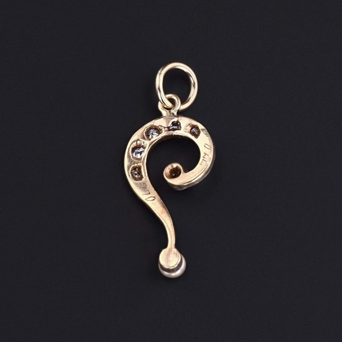 Question Mark Charm | Diamond Question Mark Charm - Trademark Antiques