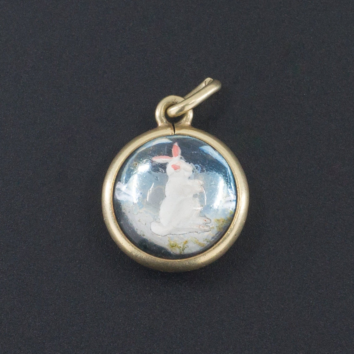 Rabbit and Duck Charm | Antique Reverse Carved &amp; Painted Glass Charm - Trademark Antiques