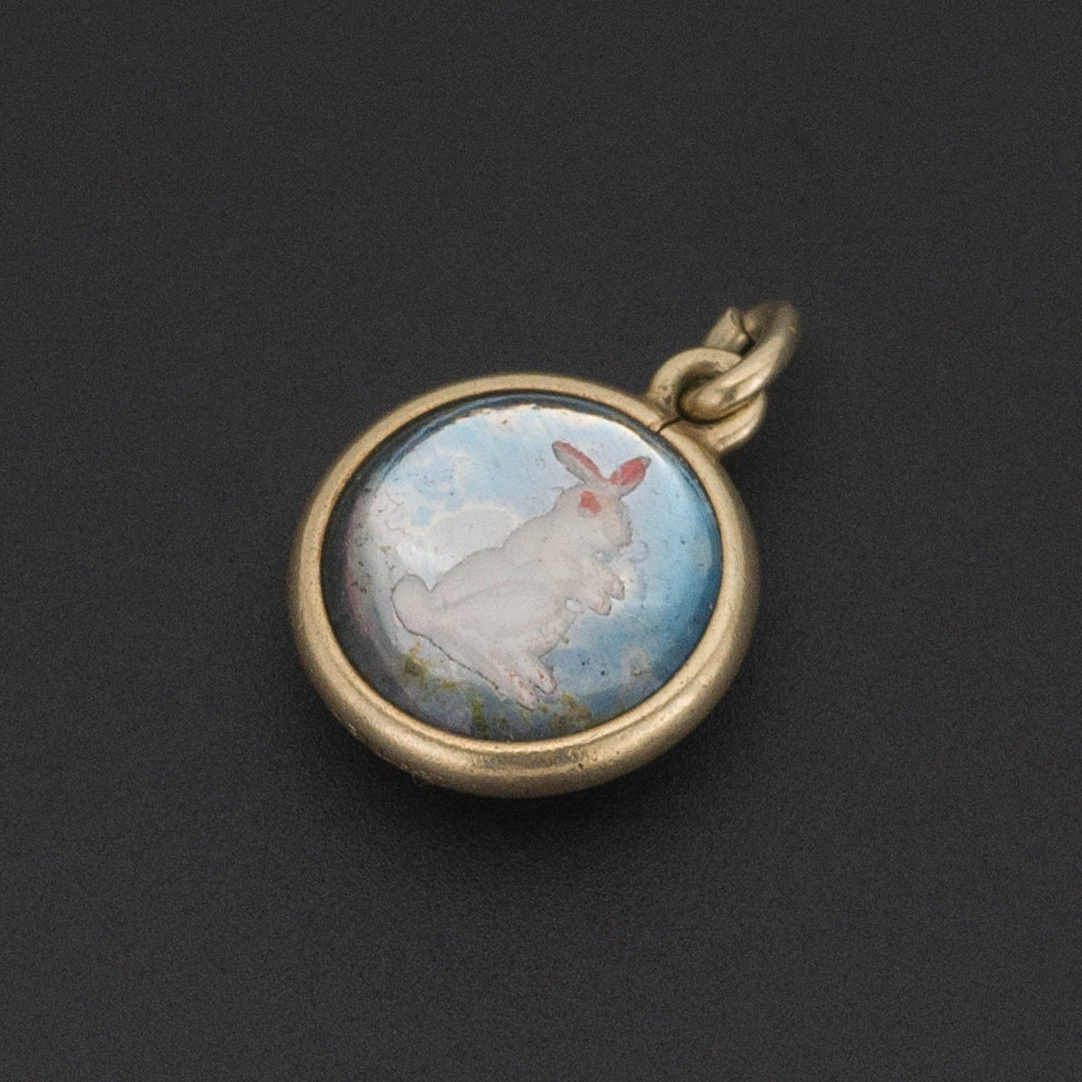 Rabbit and Duck Charm | Antique Reverse Carved &amp; Painted Glass Charm - Trademark Antiques