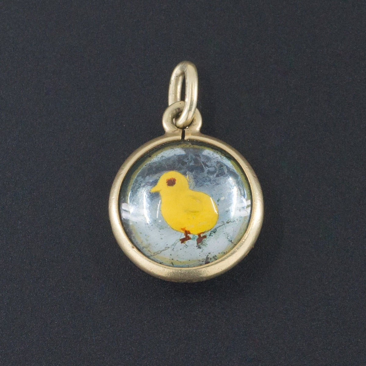 Rabbit and Duck Charm | Antique Reverse Carved &amp; Painted Glass Charm - Trademark Antiques
