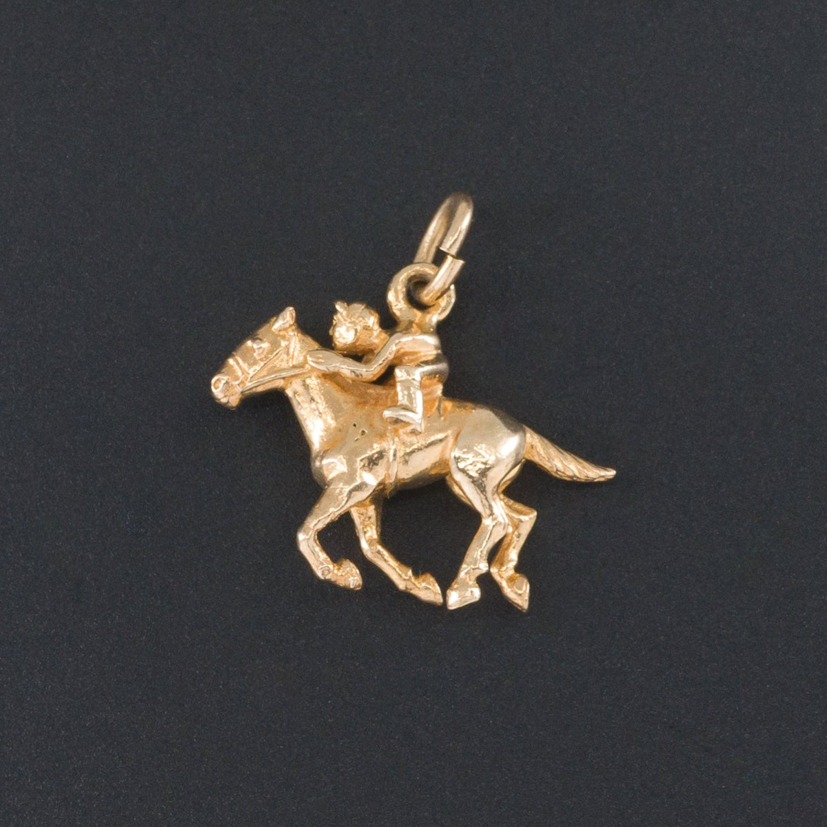 Race Horse Charm or Pendant | 14k Gold Horse - Trademark Antiques