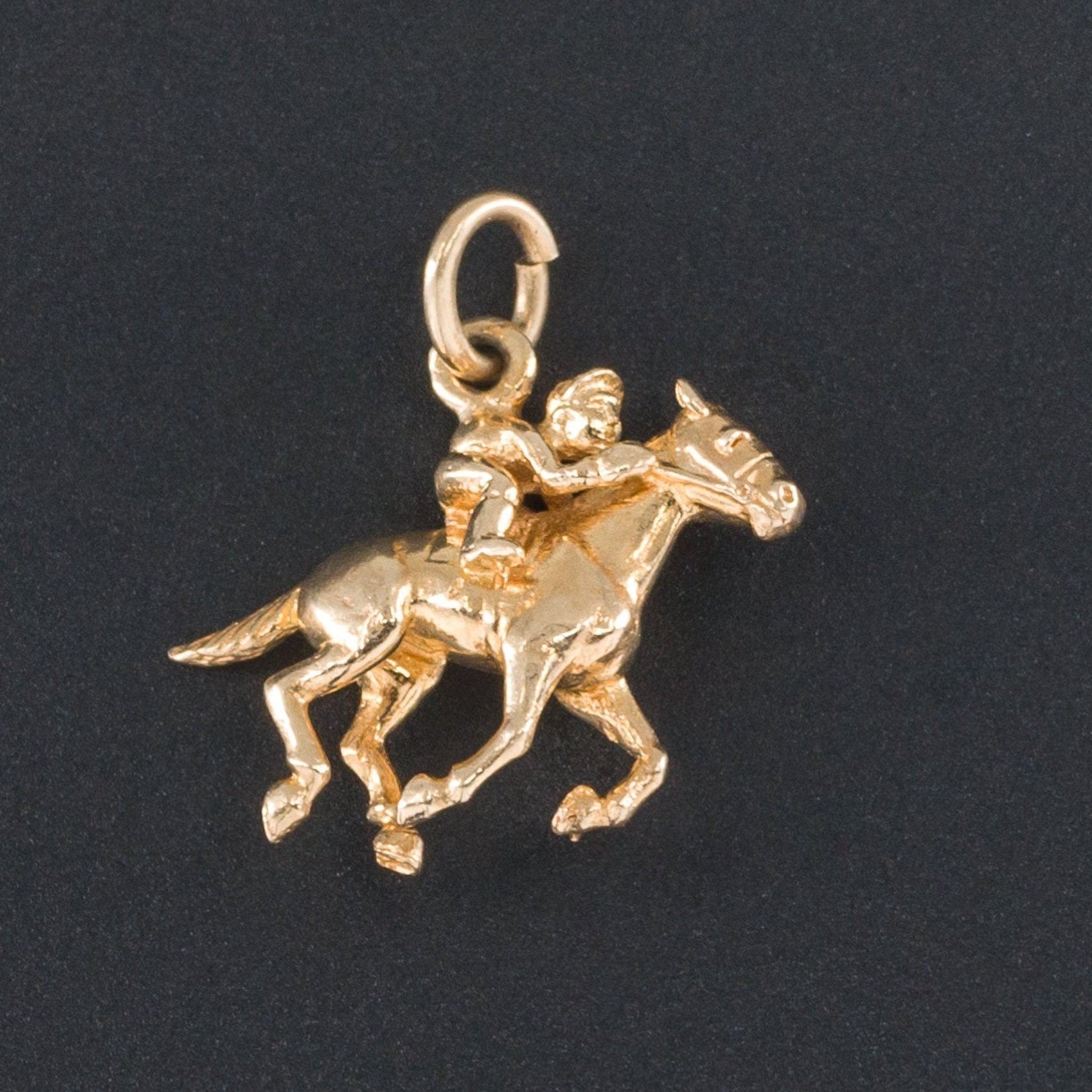 Race Horse Charm or Pendant | 14k Gold Horse - Trademark Antiques