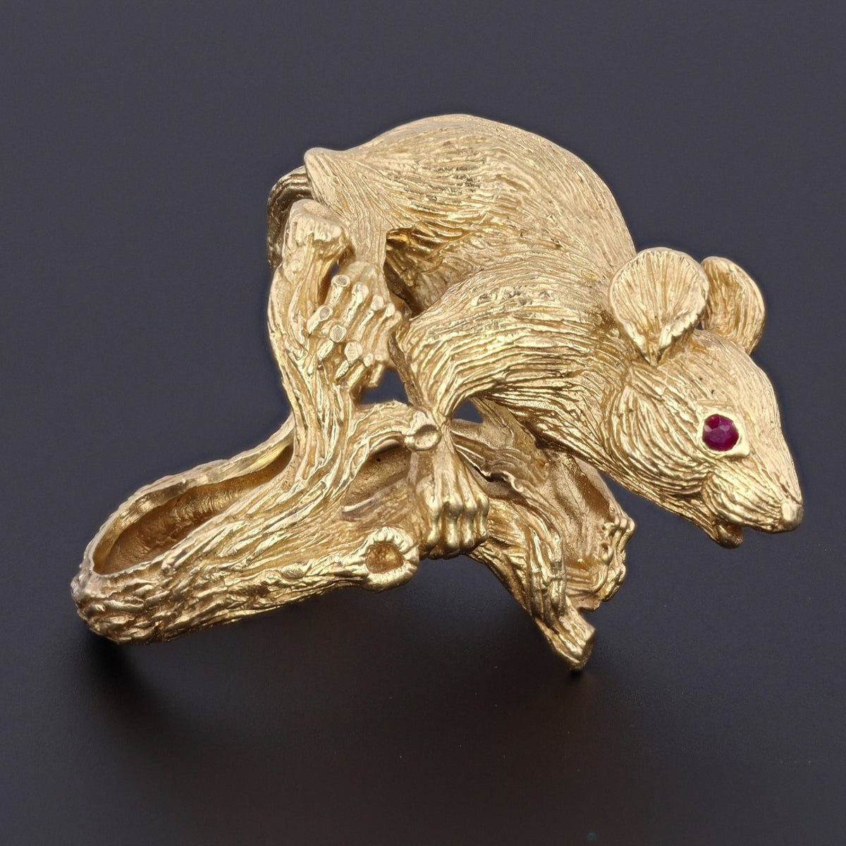 Rat Ring | 18k Gold &amp; Ruby Rat Ring - Trademark Antiques
