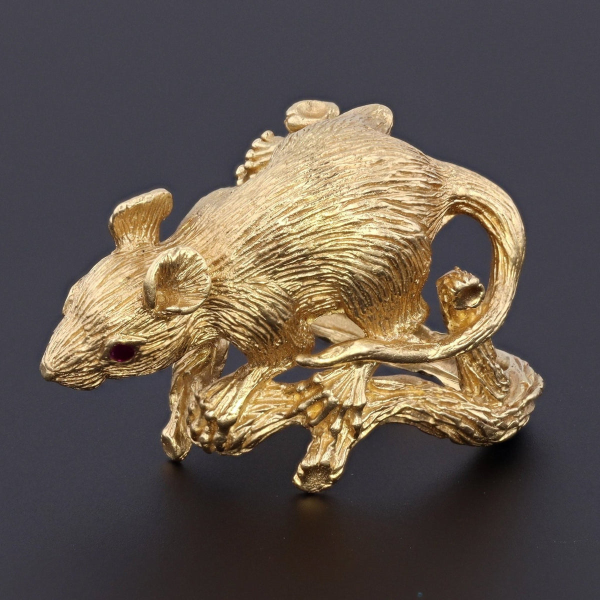 Rat Ring | 18k Gold &amp; Ruby Rat Ring - Trademark Antiques