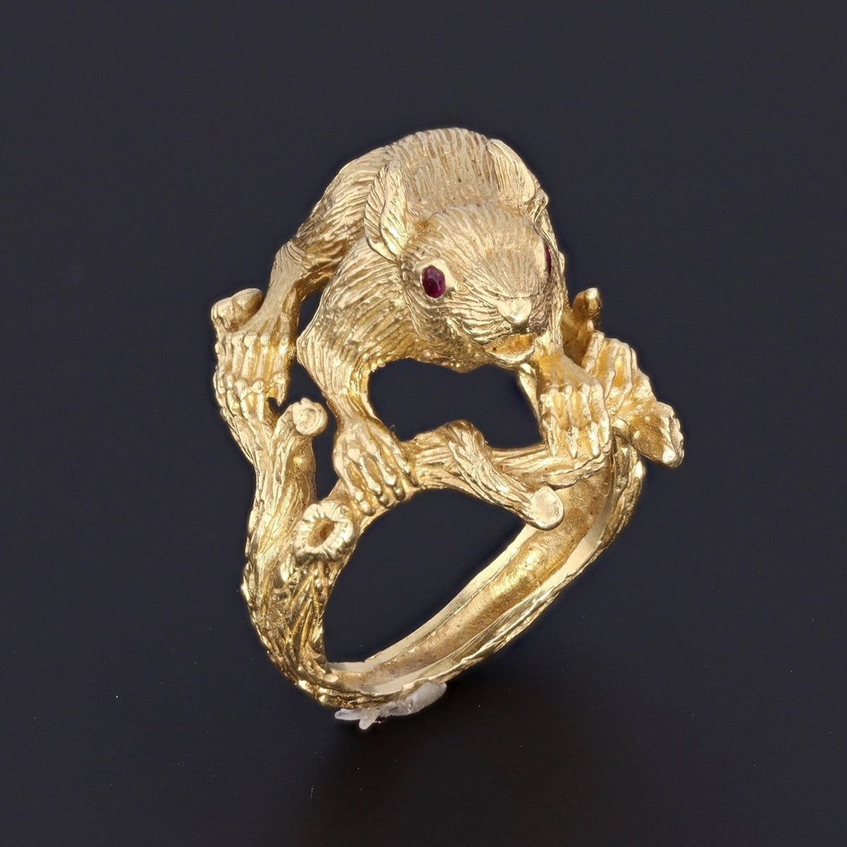 Rat Ring | 18k Gold &amp; Ruby Rat Ring - Trademark Antiques