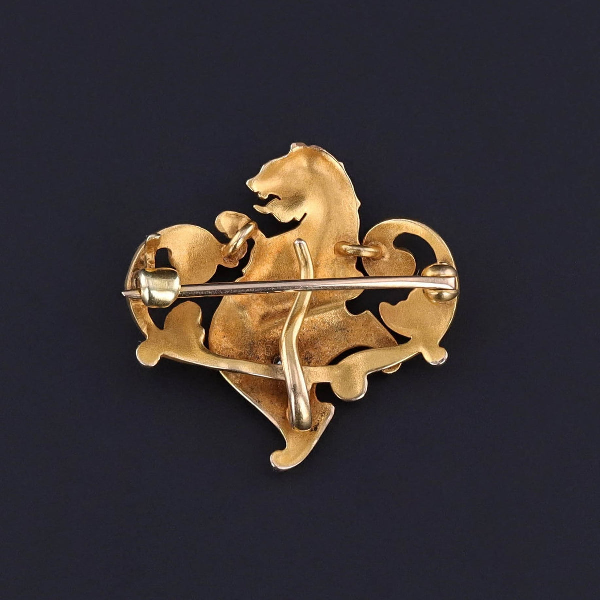 RESERVED - Antique Lion Brooch of 18k Gold - Trademark Antiques