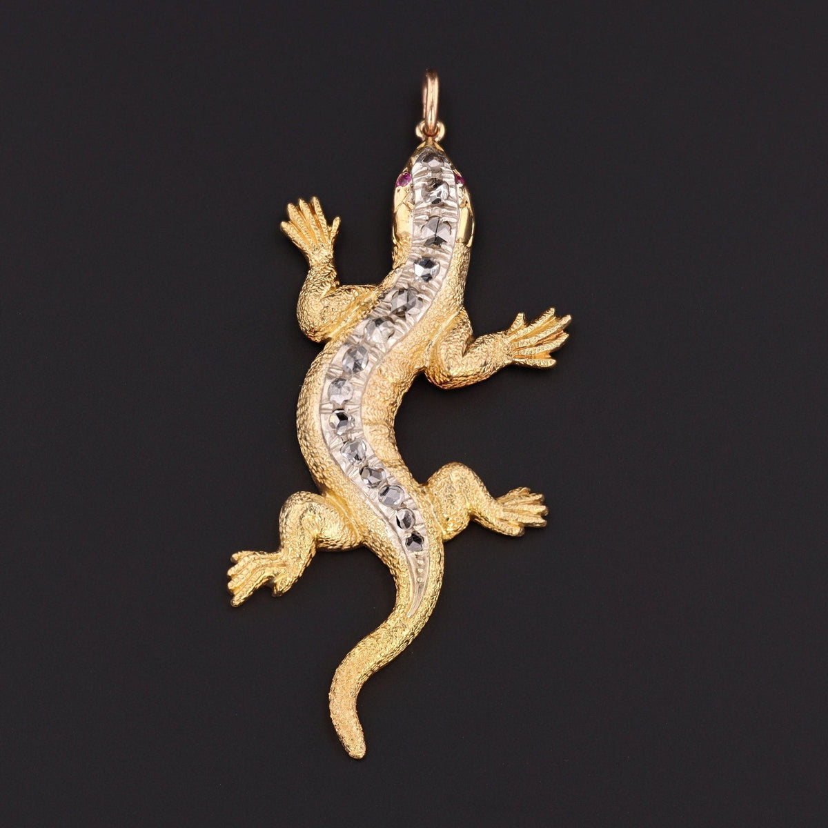 RESERVED Antique Lizard Conversion Pendant of 18k Gold - Trademark Antiques