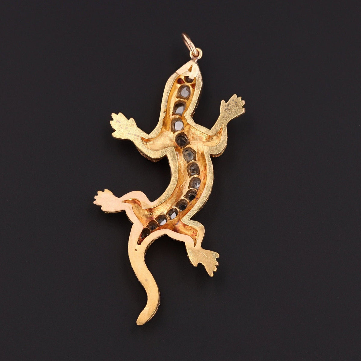 RESERVED Antique Lizard Conversion Pendant of 18k Gold - Trademark Antiques