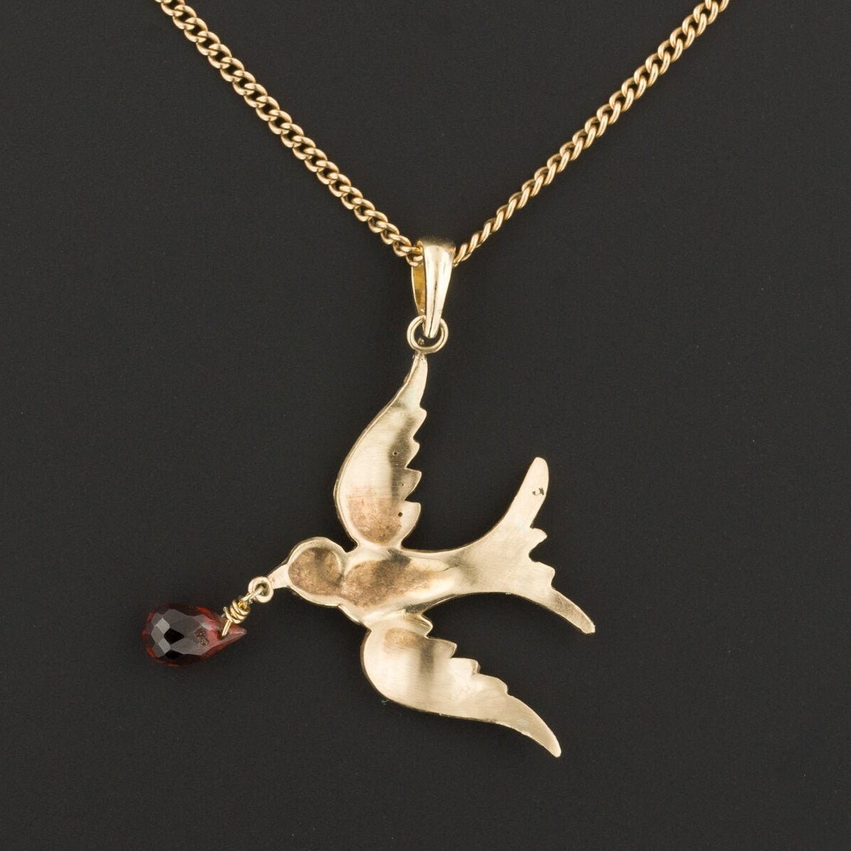 RESERVED - Antique Pearl Swallow Conversion Pendant of 14k Gold - Trademark Antiques