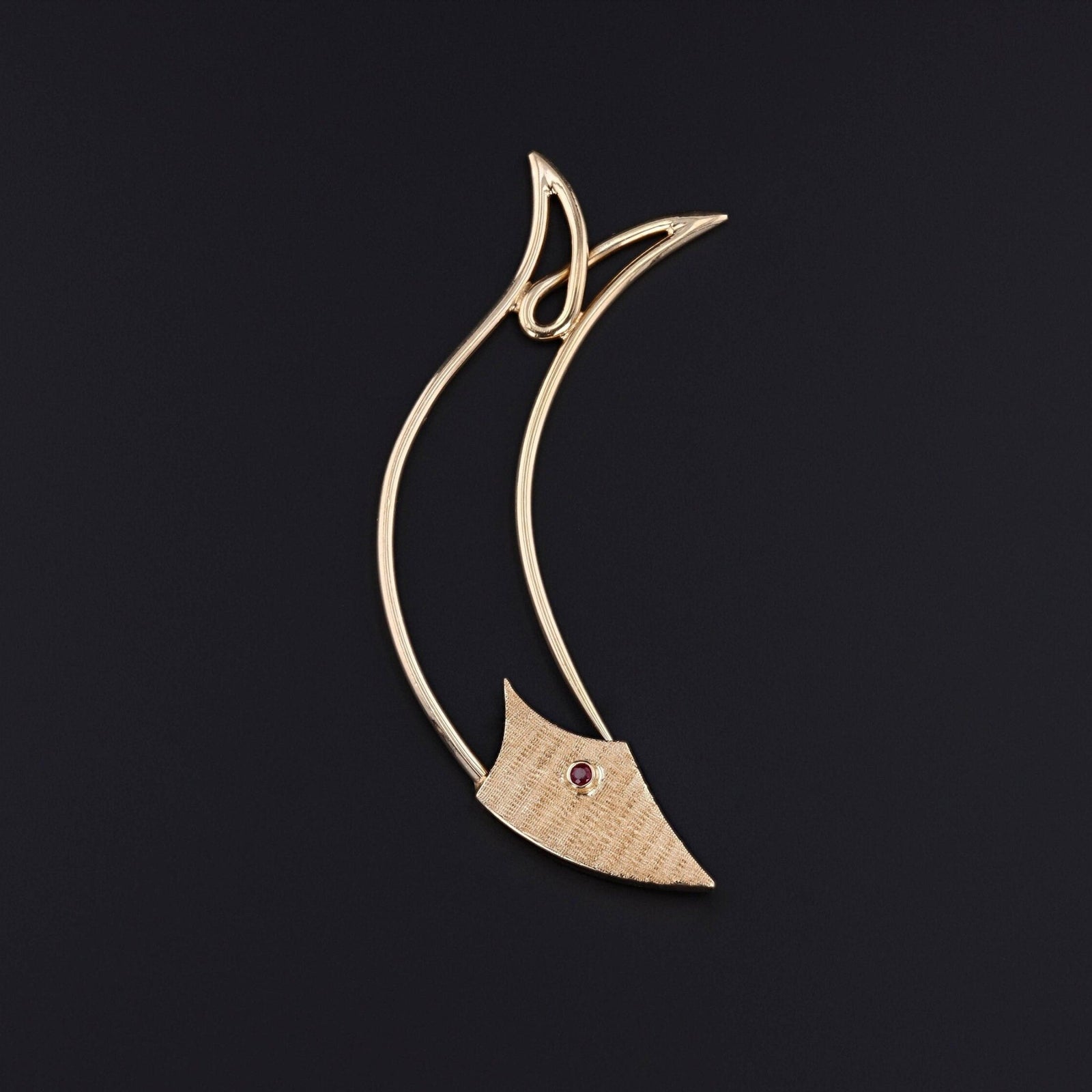 RESERVED for A. Vintage Fish Charm Holder or Brooch of 14k Gold - Trademark Antiques